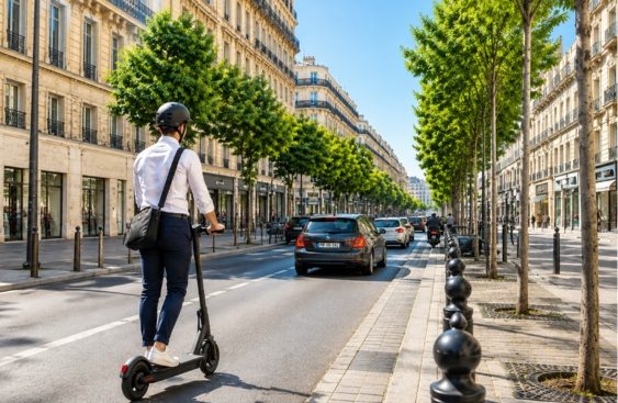 Article_Actualité_Célandine_Rigoulot_trottinette-electrique-casque-obligatoire Intérieur d'une voiture avec vue sur la mer et des arbres en arrière-plan.